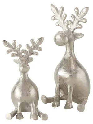Produktbild von Dekofigur Tarnow Tier Hirsch Rentier Metall 10x10x21 cm 2-teilig silber