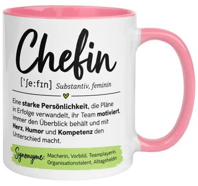 Produktbild von Tasse Chefin – „Lexikoneintrag & Definition“ – Geschenk Becher Chefin