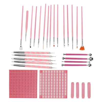A collection of polymer clay tools arranged on a white background.