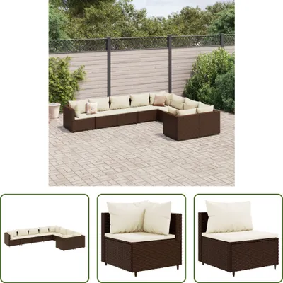 Produktbild von The Living Store 9-tlg. Garten-Sofagarnitur mit Kissen Braun Poly Rattan