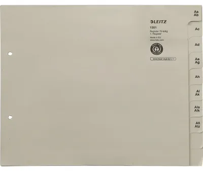 Zdjęcie produktu dla Teczki papierowe LEITZ, A-Z, na 75 teczek, szare