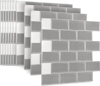 Produktbild von LARS360 10er Wandaufkleber Mosaik Küche Fliesenfolie 3D Fliesenaufkleber PVC Klebefolie[Grau]