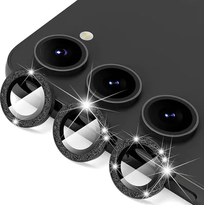Obrázek produktu pro Pro Samsung Galaxy S25 Plus Hliníkový třpytivý kroužek fotoaparátu + tvrzené sklo H9 Black