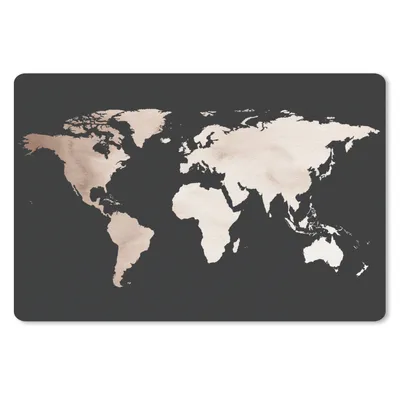 Produktbild von MuchoWow® Schreibtischunterlage Weltkarte - Braun - Schwarz 60x40 cm - XXL Mauspad - Großes Mauspad