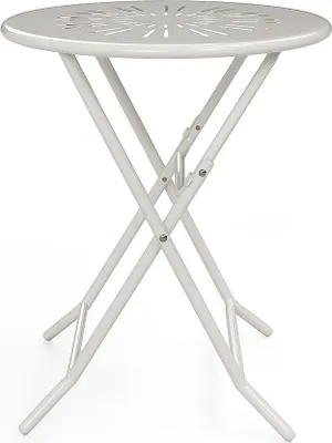 Produktbild von Gartentisch klappbar - D. 60 cm - Metall in Eisenoptik - Weiß - GUERMANTES von MYLIA