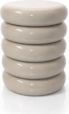 Produktbild von Relaxdays Beistelltisch, Bubble Design, Wohnzimmer Dekoobjekt, Beistellhocker HxD: 45 x 31 cm, Hochglanz Metall, beige