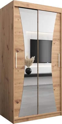 Produktbild von Kleiderschrank, Schiebetürenschrank Schlafzimmer, Schrank mit Spiegel MONACO 100 cm