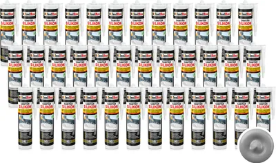 Produktbild von Isolbau Sanitär Silikon 36 x 300 ml Grau - Hochelastischer Silikon-Dichtstoff für Abdichtungen & Fugen – Schimmelresistent, wasserdicht - Kartusche