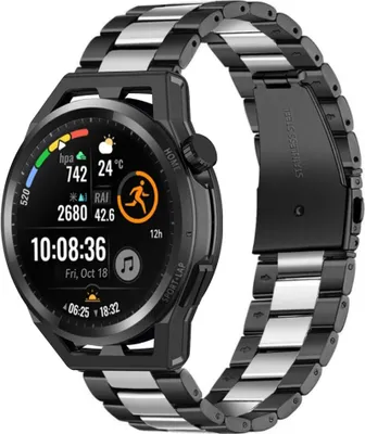 Produktbild von Strap-it Huawei Watch GT Gliederarmband (Schwarz/Silber)