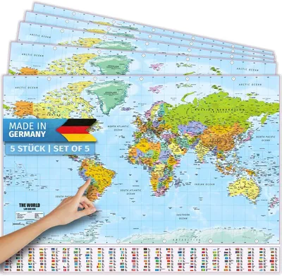 Produktbild von Weltkarte XXL Poster - 140 x 100 cm | Riesige Weltkarte in gestochen scharfer Qualität | 3D Relief Weltkarte als Wanddekoration für Zuhause und Büro