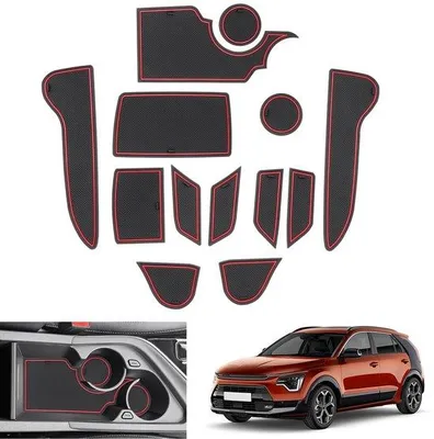 Produktbild von Antislipmatten für Hybrid Auto, rot, Mittelkonsole, Becherhalter, Gummimatten