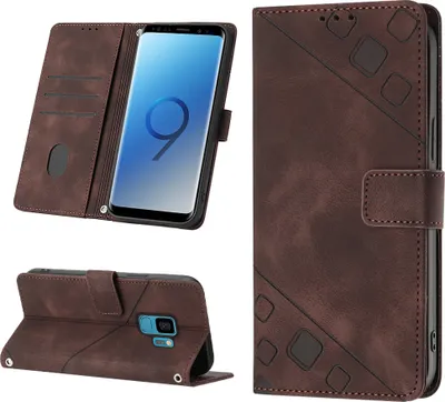 Produktbild von Hülle für Samsung Galaxy S9 Prägung Flip Leder Brieftasche Schutzhülle mit Ständer Braun