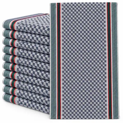 Produktbild von 10x Geschirrtuch, 50x100cm, 100% Baumwolle, Grubentuch, Küchentuch, Trockentuch, Gastronomie grau gemustert