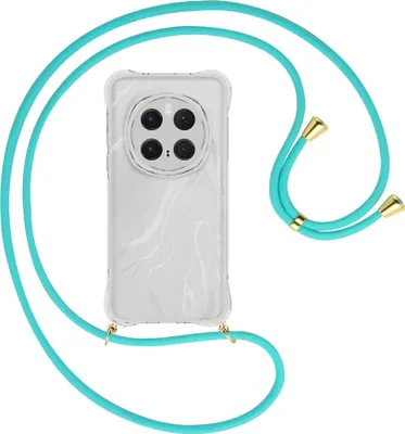 Produktbild von Handykette Backcover-Schutzhülle mit Band (Metall goldfarben) für Honor Magic 7 Pro 5G - türkis