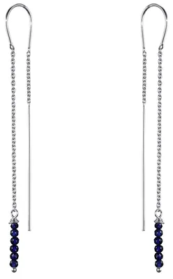 Produktbild von Materia Damen Ohrringe Durchzieher - 925 Silber Ohrhänger lang - Edelstein schwarz blau rot mit Geschenk-Box SO-382
