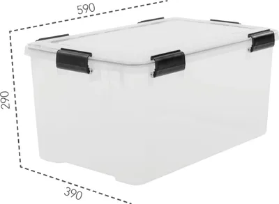 Produktbild von IRIS OHYAMA Water Proof Box 50 Liter, transparent-griffe in schwarz 6165