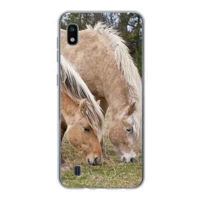 Produktbild von MuchoWow® Handyhülle Schutzhülle Hülle für Samsung Galaxy A10 Zwei grasende Fjordpferde auf einer Wiese Silikon Softcase Handy Hülle - Schutzhülle