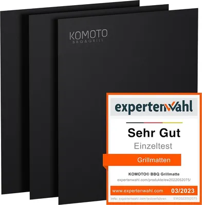 Produktbild von KOMOTO® BBQ Grillmatte (3er Set) 50x40 cm I Extra Dick I Grillmatten für Gasgrill und Holzkohle I Perfekte Alternative zur Grillplatte I Grillzubehör