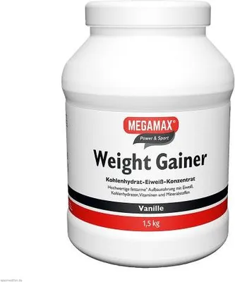 Produktbild von MEGAMAX Power & Sport Weight Gainer Pulver Vanille-Geschmack, 1500 g Pulver