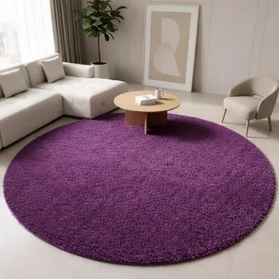 Produktbild von Teppich Lila weich robust pflegeleicht vielseitig Wohnzimmer Größe - 120 cm Rund
