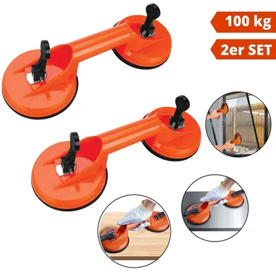 Produktbild von 2 Stück Glassauger Saugheber Saugnapf bis 80-100kg Vacuum Lifter 118 mm Glas Saugheber mit Doppel Saugnäpfe