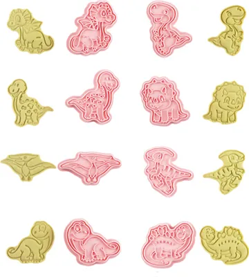 Obrázek produktu pro Vykrajovátka na sušenky 8 stylů, 3D kreslené vykrajovátka na sušenky, dětské dinosauří fondánové vykrajovátka na dort, pečicí formy, pečení dortů, nástroje na zdobení dinosaurů, dinosauří tematické párty potřeby
