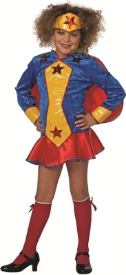 Produktbild von W3260-116-A blau-gelb-rot Kinder Mädchen Wondergirl Kleid Supergirl Kostüm Gr.116