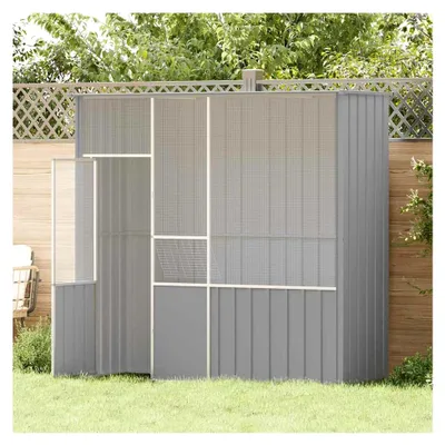 Produktbild von Voliere aus verzinktem Stahl 215x78x200 cm für Vögel, Kaninchen und Hühner mit sicherem Riegelsystem und robustem Design für Garten, Terrasse und Freigehege