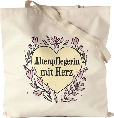 Produktbild von Altenpflegerin mit Herz Jutebeutel Stoffbeutel Canvas Geschenkidee Zum Danke Sagen Beste Altenpflegerin
