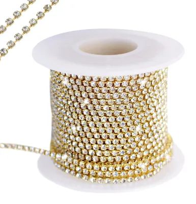 Strassband 10m x 2mm, Gold, für DIY-Schmuck und Deko