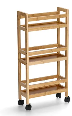 Produktbild von Schmaler Nischen-Rollwagen Bambus MDF mobil & platzsparend