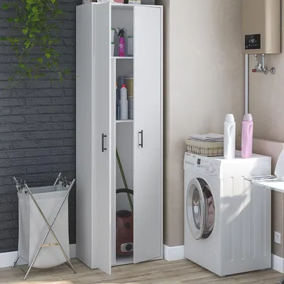 Image de Strevi - Armoire polyvalente 2 portes, 60x206h cm blanc, 2 étagères
