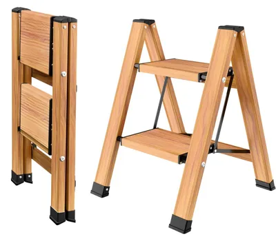 Productafbeelding van Inklapbare trapladder, 2 treden, aluminium vouwladder, tot 150 kg
