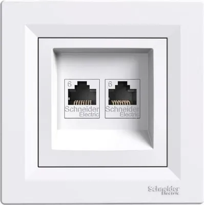 Immagine prodotto di Presa di rete 2x Cat.6 UTP con telaio, bianco Schneider Asfora EPH4800121