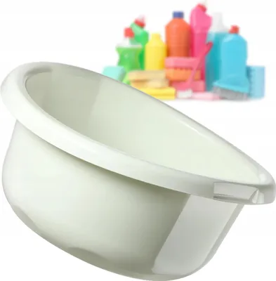 Image de Bac à lessive en plastique - Bac à linge - Volume 11 L - Rond - Avec poignées - Taille XXL - Blanc crème
