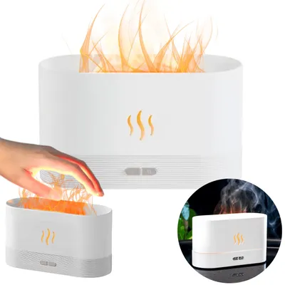 Immagine prodotto di Umidificatore ultrasuoni con diffusore aromi effetto fiamma luce LED e spegnimento automatico per casa