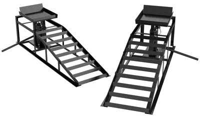 Produktbild von Sunvello 2er-Set hydraulische Auffahrrampe höhenverstellbar Schwellenrampe 3 t Tragkraft, Bordsteinrampe für Reifen bis 23 cm