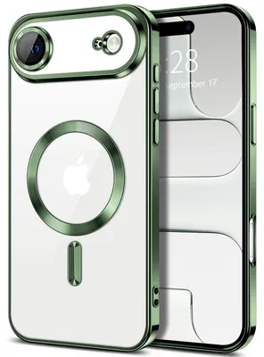 Produktbild von Weiche Klar Hülle für iPhone Air, Kameraschutz, Kompatibel mit MagSafe, Elektroplattiert TPU Handyhülle Dunkelgrün