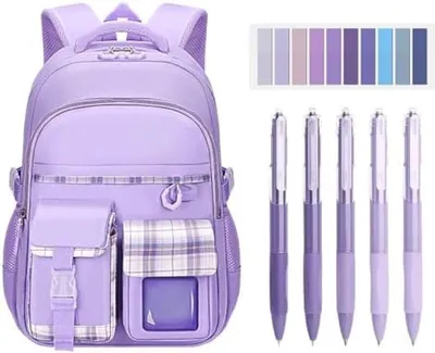 Produktbild von PromoHome® Schulrucksack für Mädchen – ergonomisch, wasserabweisend, 41x29x17 cm, Lila