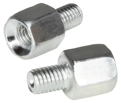 Image de 2 adaptateurs pour rétroviseur argentés (rétroviseur : filetage M8 à gauche / guidon : filetage M8 à droite) - Citomerx