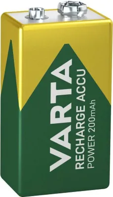 Produktbild von Varta Akku E-Block 6F22 NiMH RECHARGE ACCU Power, 1 Stück, bis zu 1000x wiederaufladbar, 75% Kapazität nach 12 Monaten Lagerung, kompatibel mit allen gängigen Ladegeräten, für Walkie-Talkies, Rauchmelder, Mikrofone