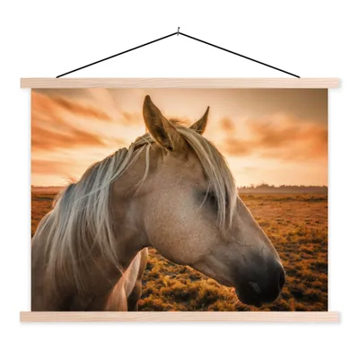 Produktbild von MuchoWow® Textilposter Pferd - Tiere - Porträt 60x45 cm mit holzfarbenen Rahmen - Bild