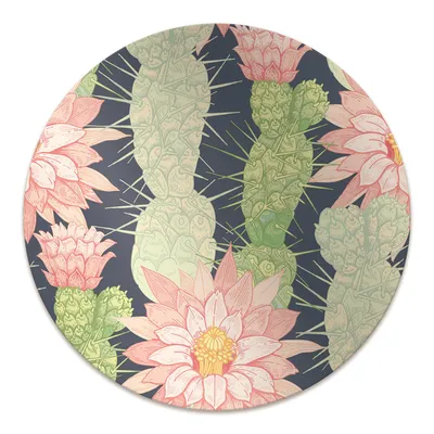 Produktbild von Rundmatte - Stuhlunterlage Bürostuhlunterlage - Rund Ø 100 cm - Bodenmatte - Fußmatte - Kaktusblumen