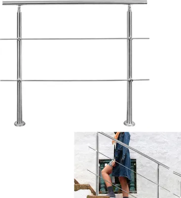 Immagine prodotto di Yakimz 100cm scala ringhiera corrimano in acciaio inox per scale balaustra balcone con 0 bretelle, interno ed esterno