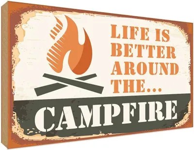 Produktbild von vianmo Holzschild 30x40 cm Campfire life is better Outdoor Camping