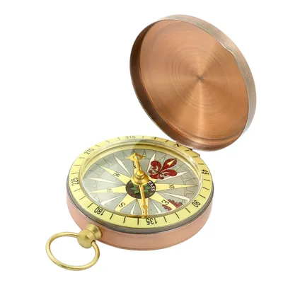 Produktbild von Vintage Kompass im Taschenuhr-Design – Antik Look, Klappdeckel, tragbar, Metallgehäuse aus Kupfer, ideal als Geschenk & für Outdoor-Abenteuer
