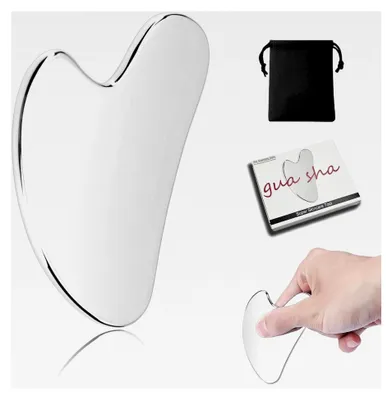 Produktbild von Gua Sha Edelstahl, Gua Sha Stein Gesichtswerkzeug, Guasha Massagegerät für Gesicht, Augen, Hals und Körper