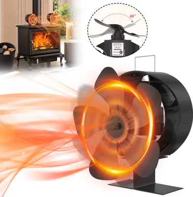 Obrázok produktu pre LZQ krbový ventilátor krbové kachle bez elektriny pre krbové kachle, krbový ventilátor pre krbové kachle, ventilátor s 5 lopatkami, otočný krbový ventilátor