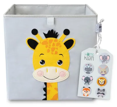 Produktbild von wonneklein Aufbewahrungsbox für Kinder – Kallax Box & Einsatz 33x33x33 cm – faltbare Spielzeugkiste fürs Kinderzimmer mit Tiermotiv – Greta Giraffe