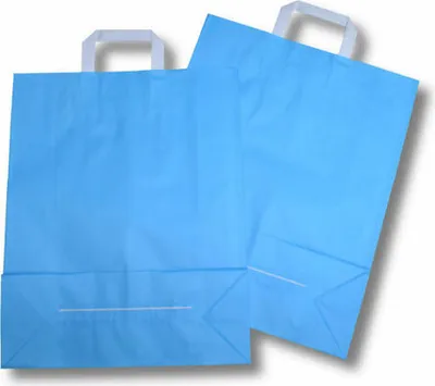 Produktbild von 250x Papiertragetaschen aus Kraftpapier 320+120x400mm hellblau